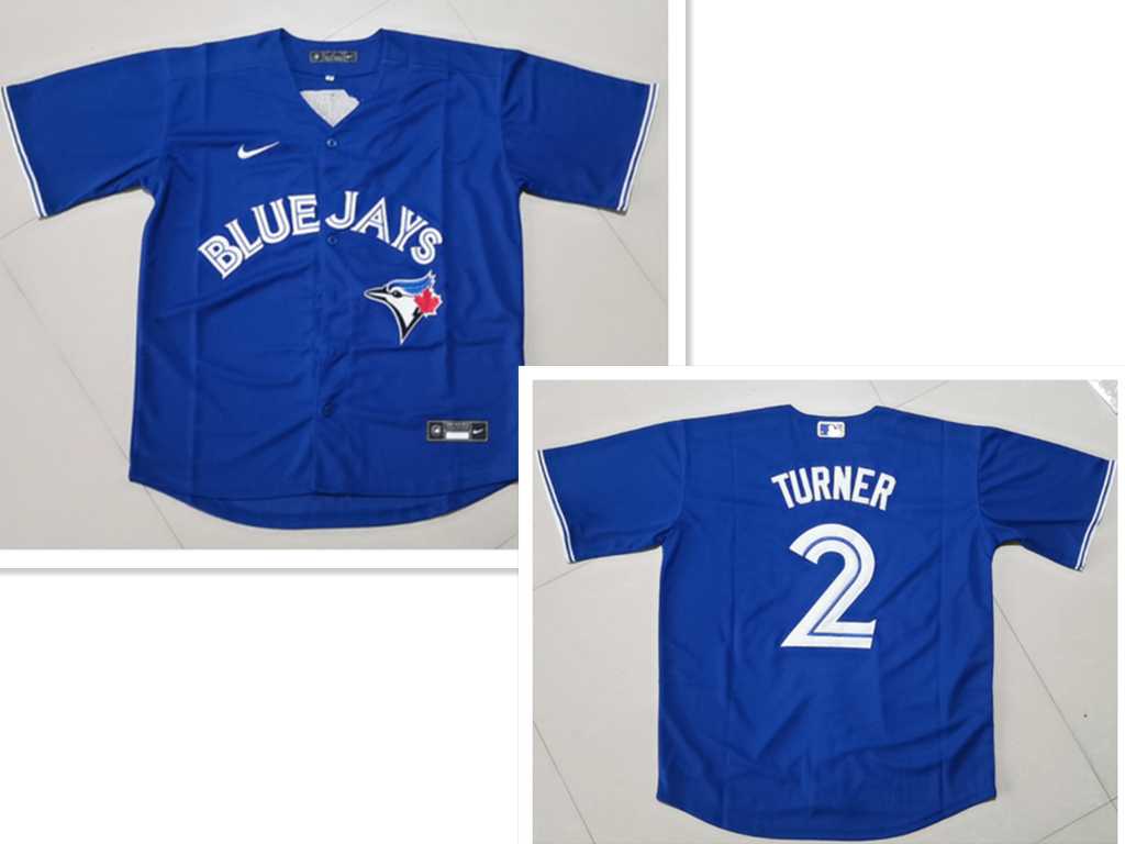 Mens Toronto Blue Jays #2 Justin Turner Blue Cool Base Stitched Jersey